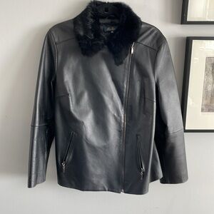 Vintage Luisa Spagnoli RabbitFur-Lined Leather Jacket, Size 12 (European 48)